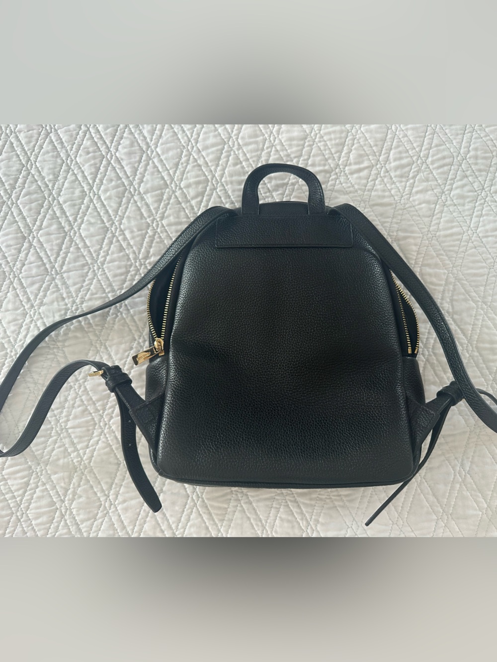 MICHAEL KORS Black Pebble Leather Mini Backpack with Gold Accents - Picture 2 of 9